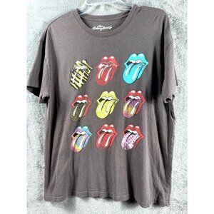 The Rolling Stones Graphic T-Shirt L Multicolor Tongue Logo Brown
